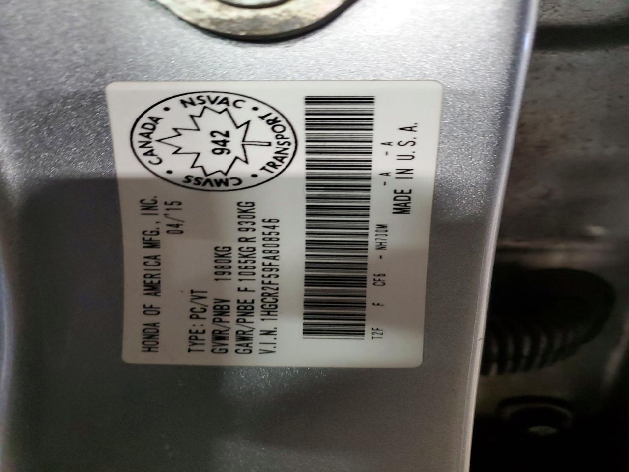 2015 Honda Accord Sport Silver vin: 1HGCR2F59FA808546