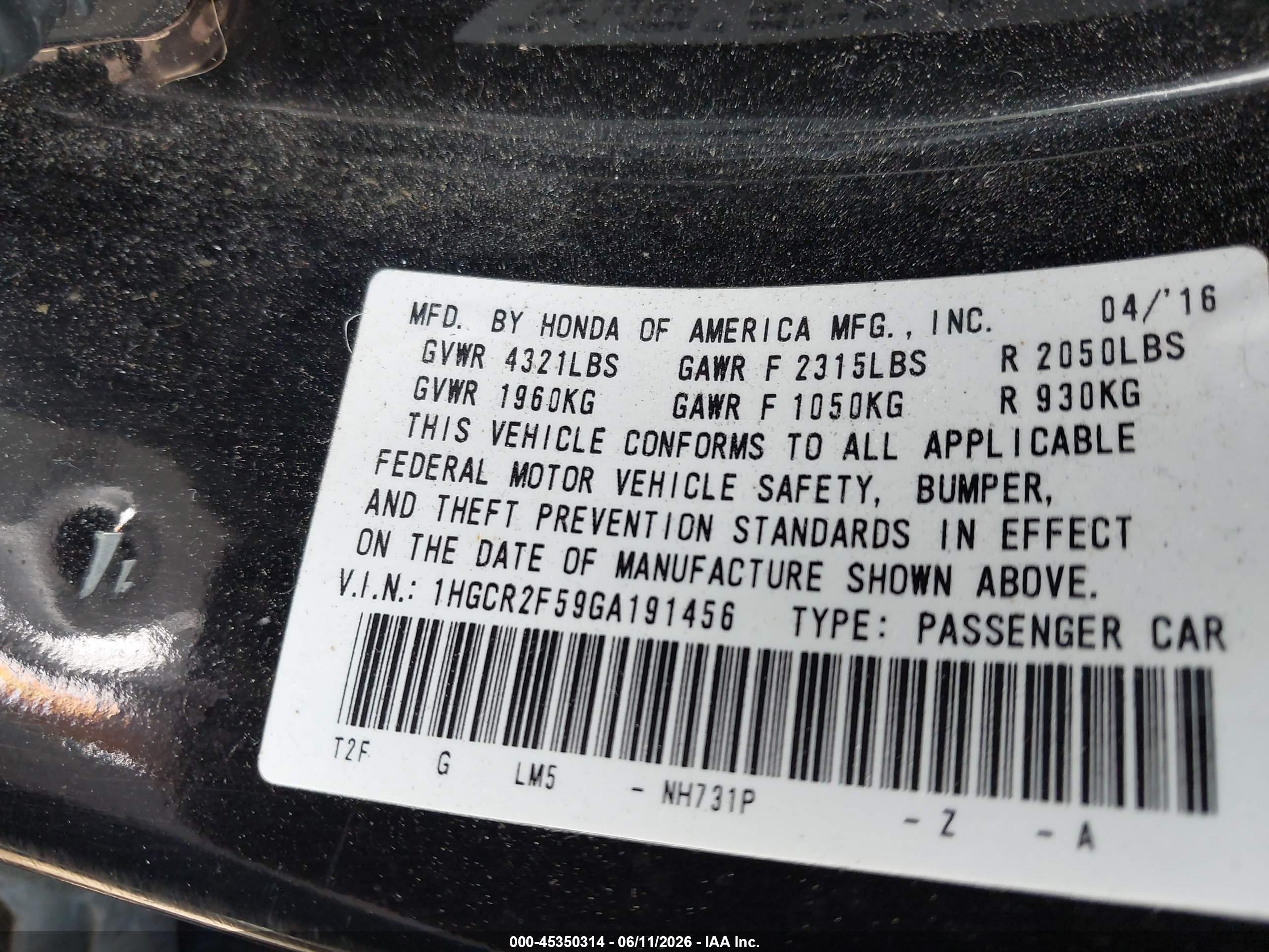 2016 Honda Accord Sport Black vin: 1HGCR2F59GA191456