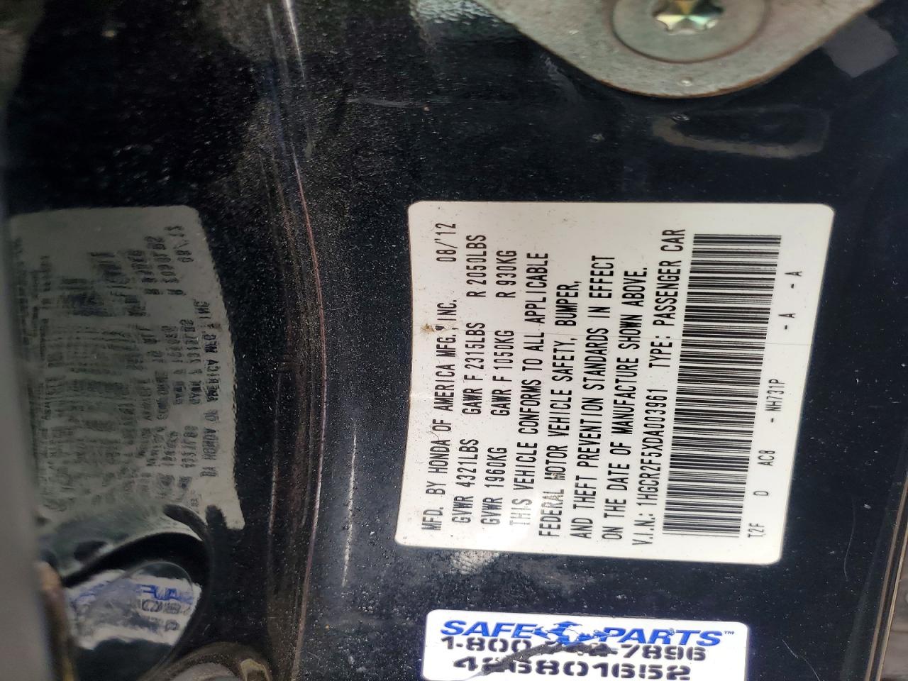 2013 Honda Accord Sport Black vin: 1HGCR2F5XDA003961