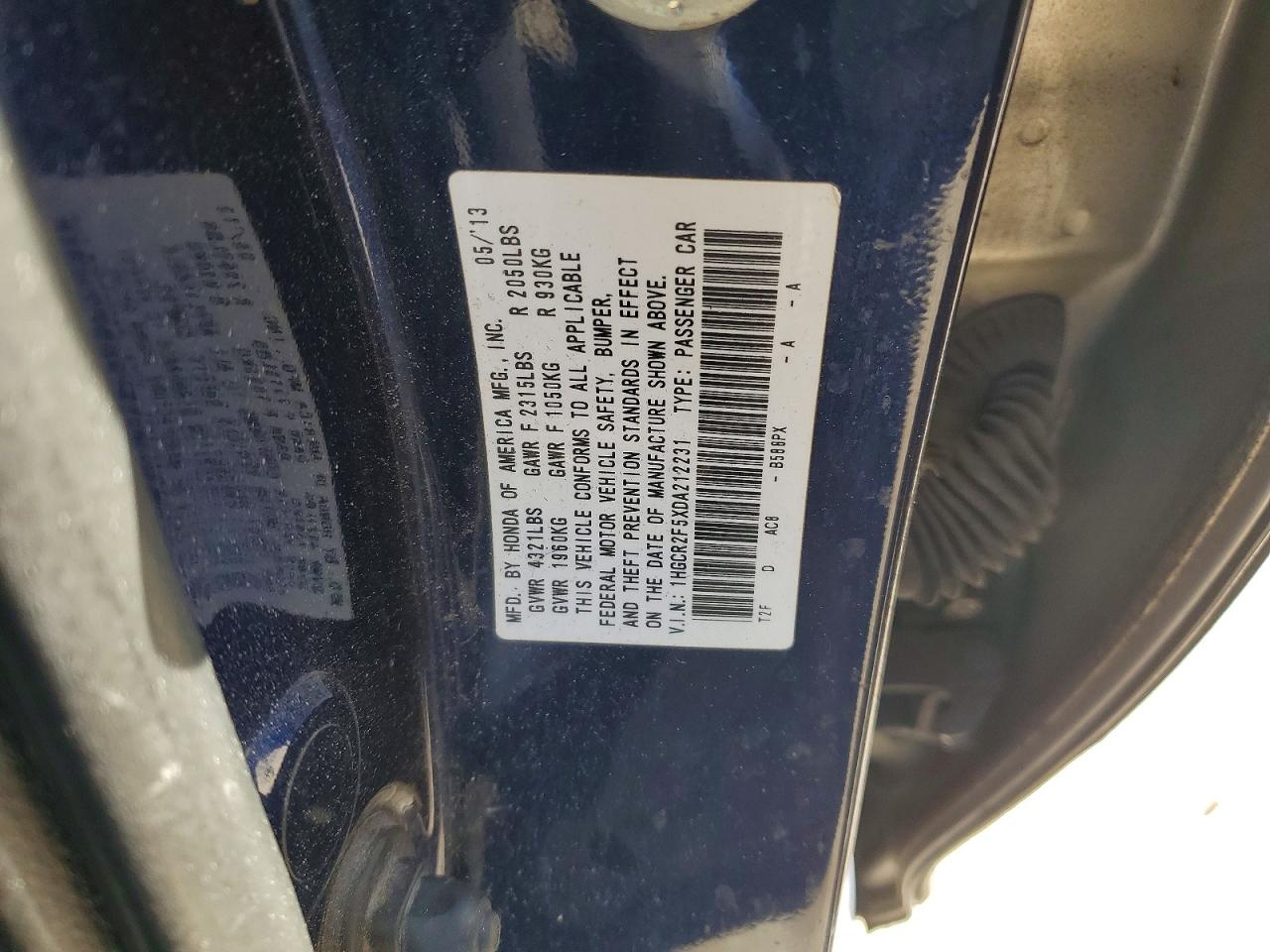 2013 Honda Accord Sport Blue vin: 1HGCR2F5XDA212231