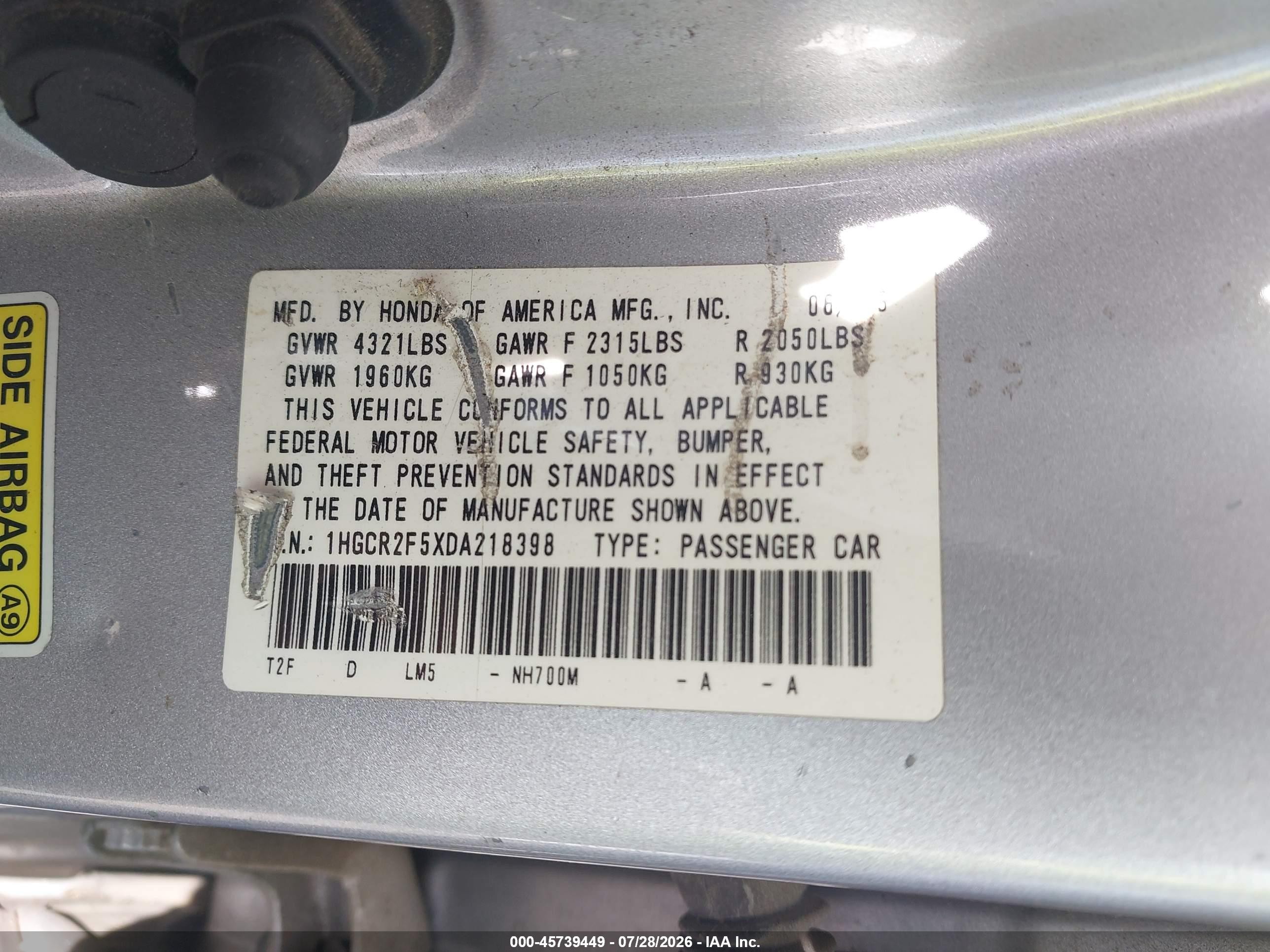2013 Honda Accord Sport Silver vin: 1HGCR2F5XDA218398
