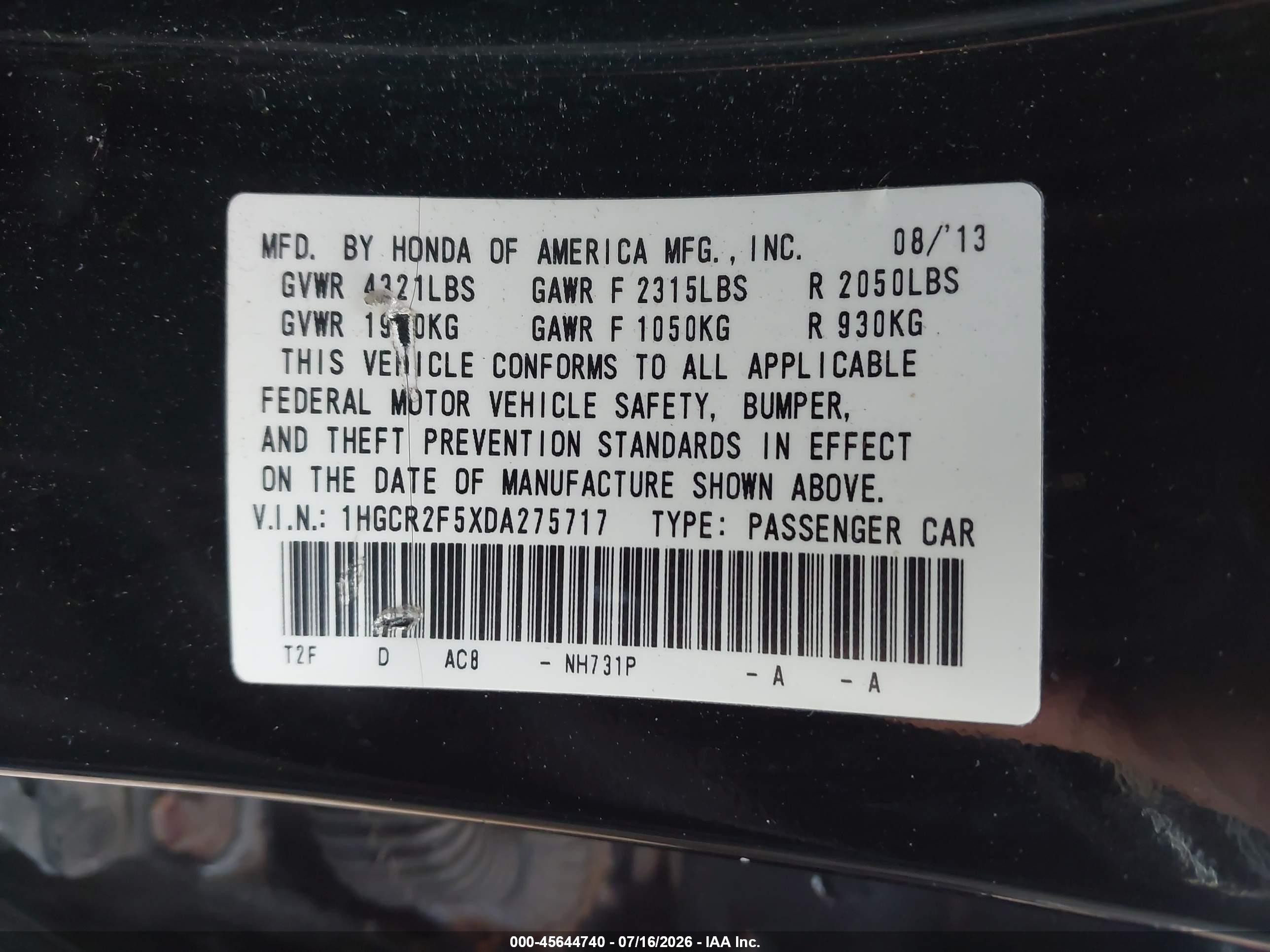2013 Honda Accord Sport Черный vin: 1HGCR2F5XDA275717