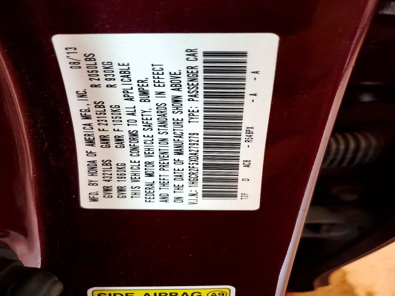 2013 Honda Accord Sport Maroon vin: 1HGCR2F5XDA279279