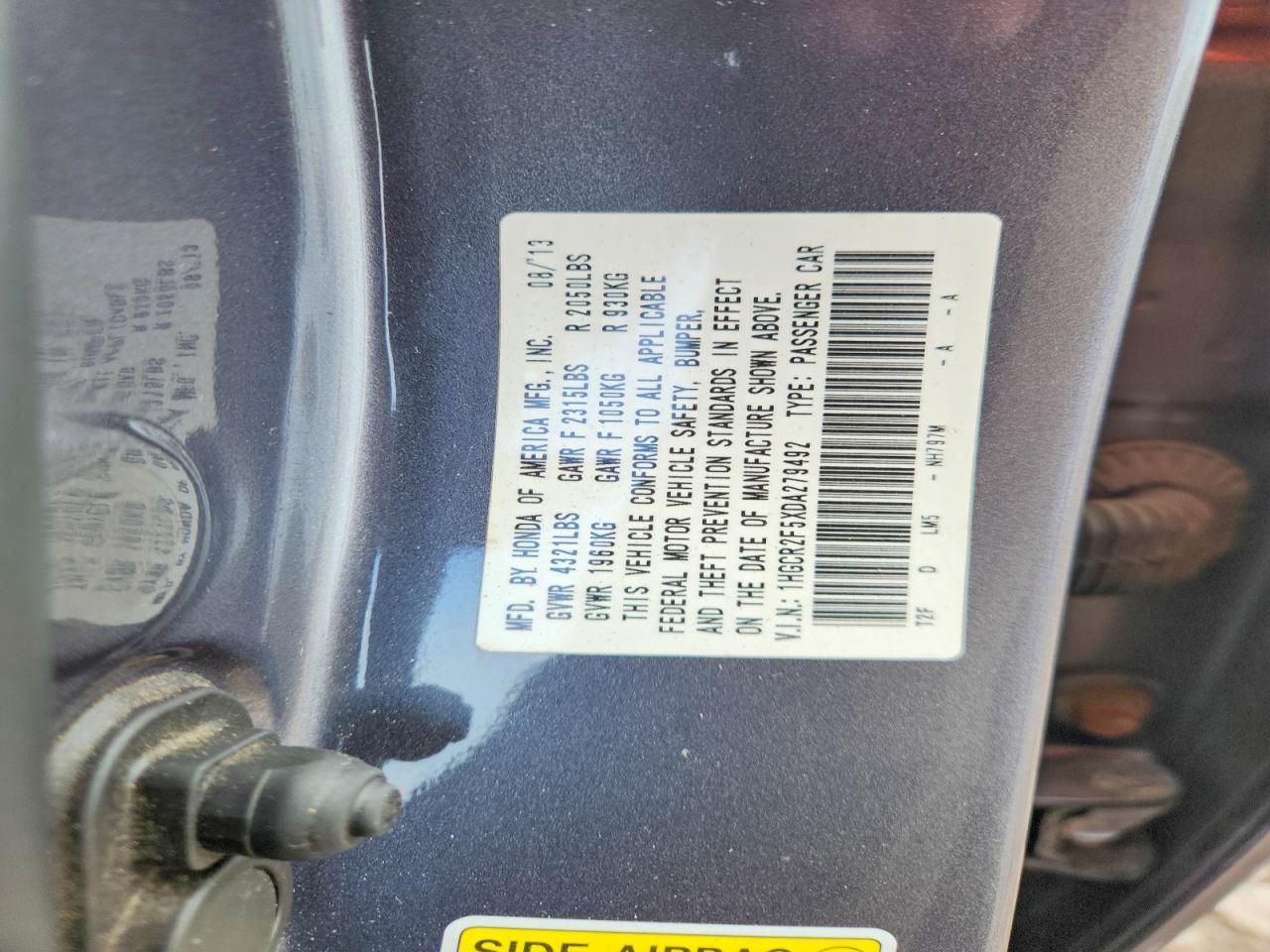 2013 Honda Accord Sport Серый vin: 1HGCR2F5XDA279492