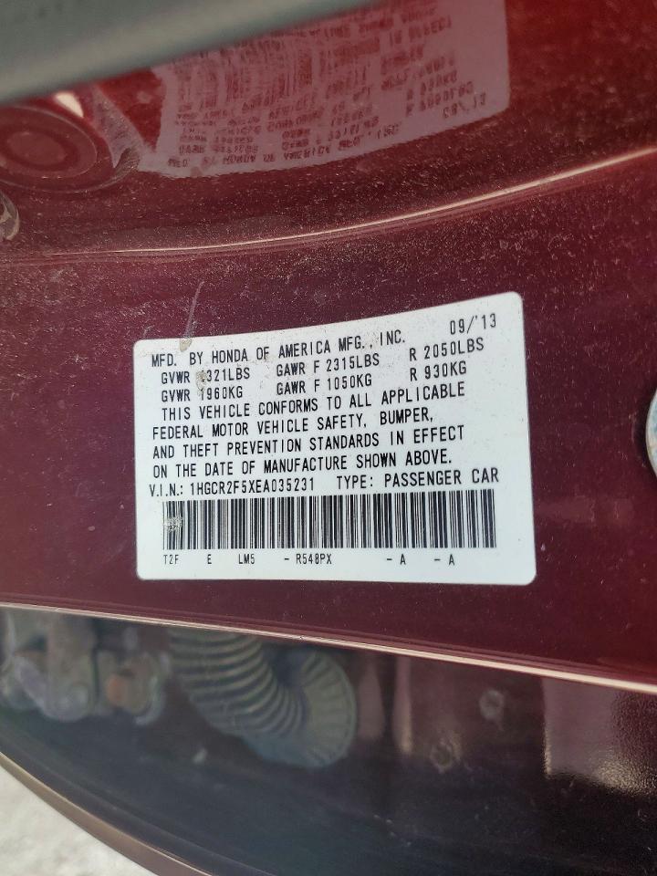 2014 Honda Accord Sport Maroon vin: 1HGCR2F5XEA035231