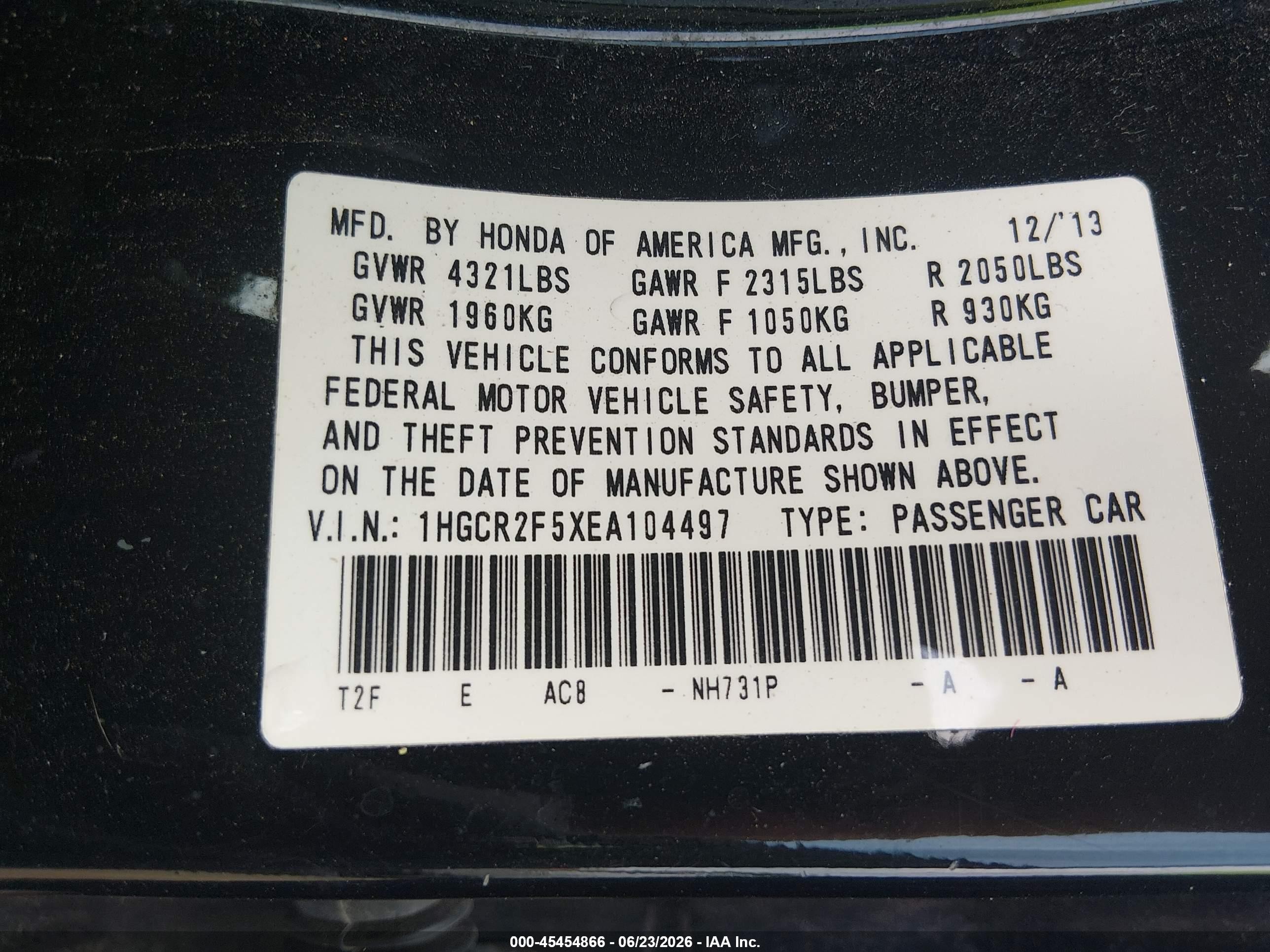 2014 Honda Accord Sport Black vin: 1HGCR2F5XEA104497