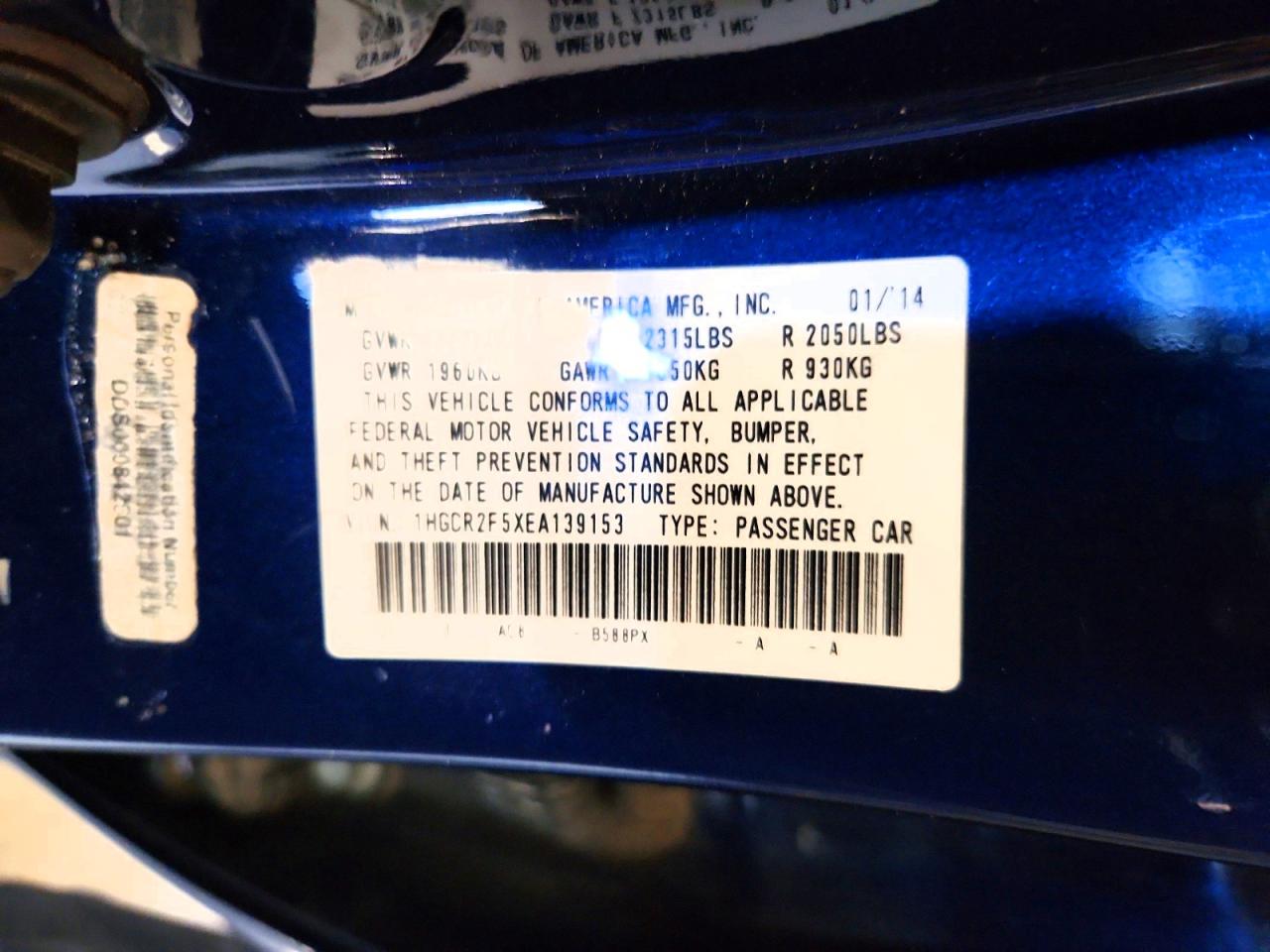 2014 Honda Accord Sport Blue vin: 1HGCR2F5XEA139153