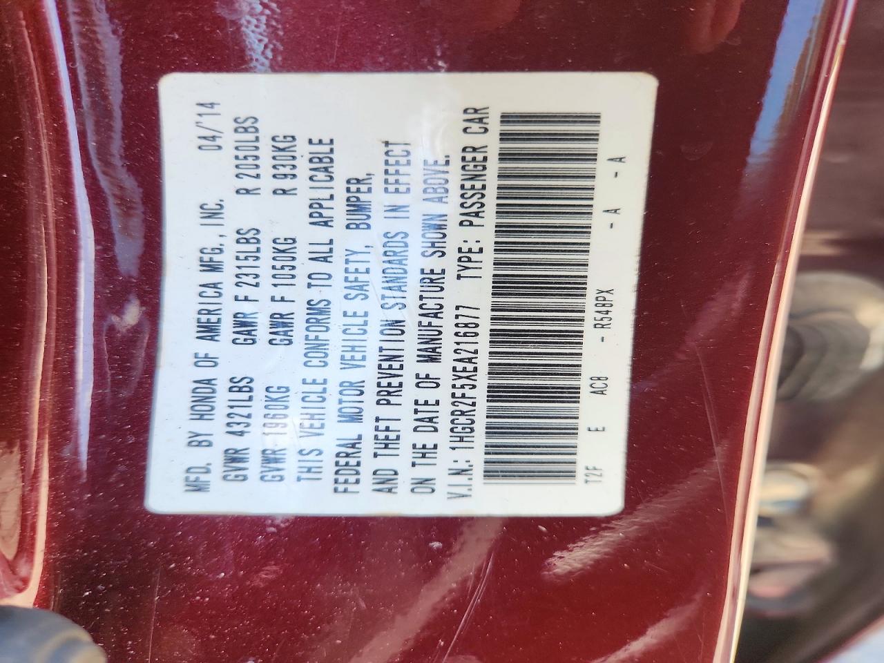 2014 Honda Accord Sport Red vin: 1HGCR2F5XEA216877
