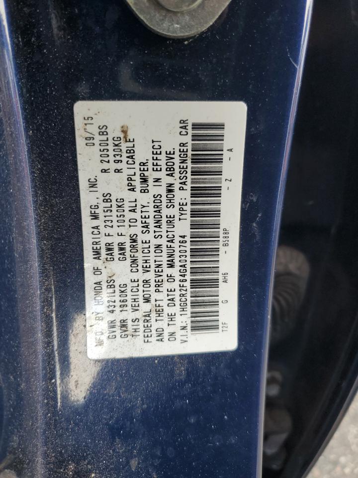 2016 Honda Accord Sport   Blue vin: 1HGCR2F64GA030764
