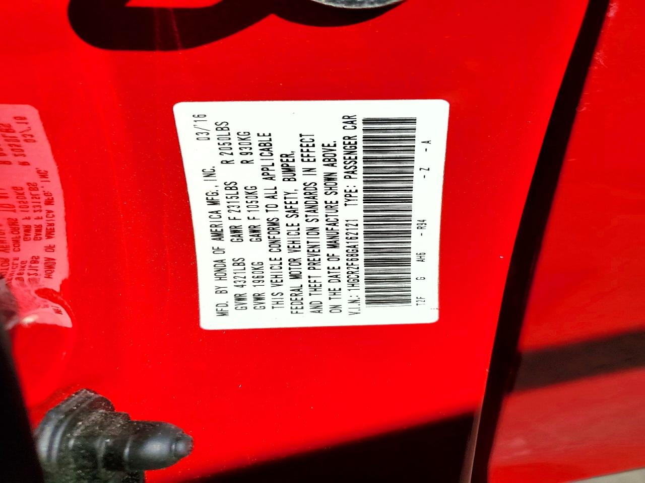2016 Honda Accord Sport Red vin: 1HGCR2F68GA162121