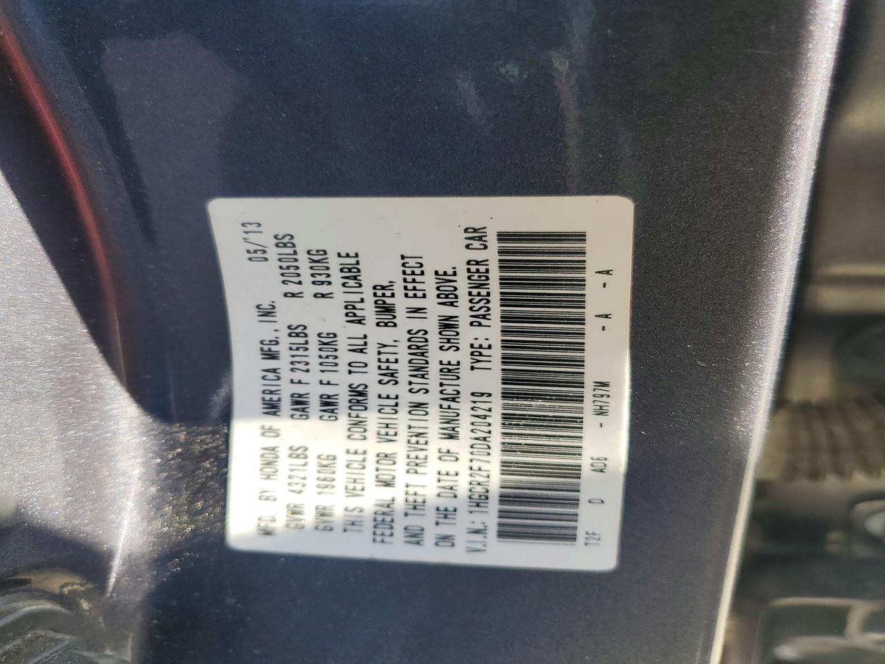 2013 Honda Accord Ex Gray vin: 1HGCR2F70DA204219