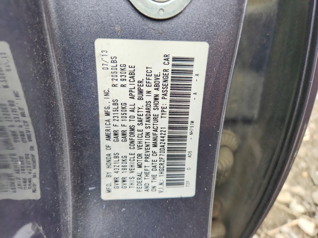 2013 Honda Accord Ex Gray vin: 1HGCR2F70DA244221