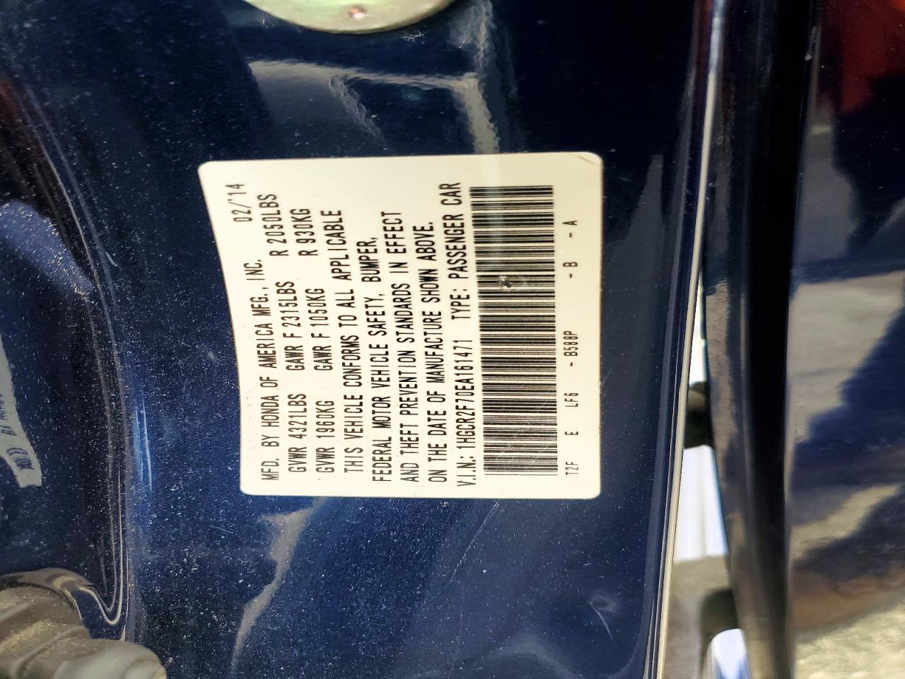 2014 Honda Accord Ex Blue vin: 1HGCR2F70EA161471