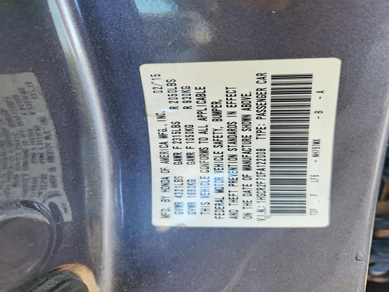 2015 Honda Accord Ex Gray vin: 1HGCR2F70FA122008