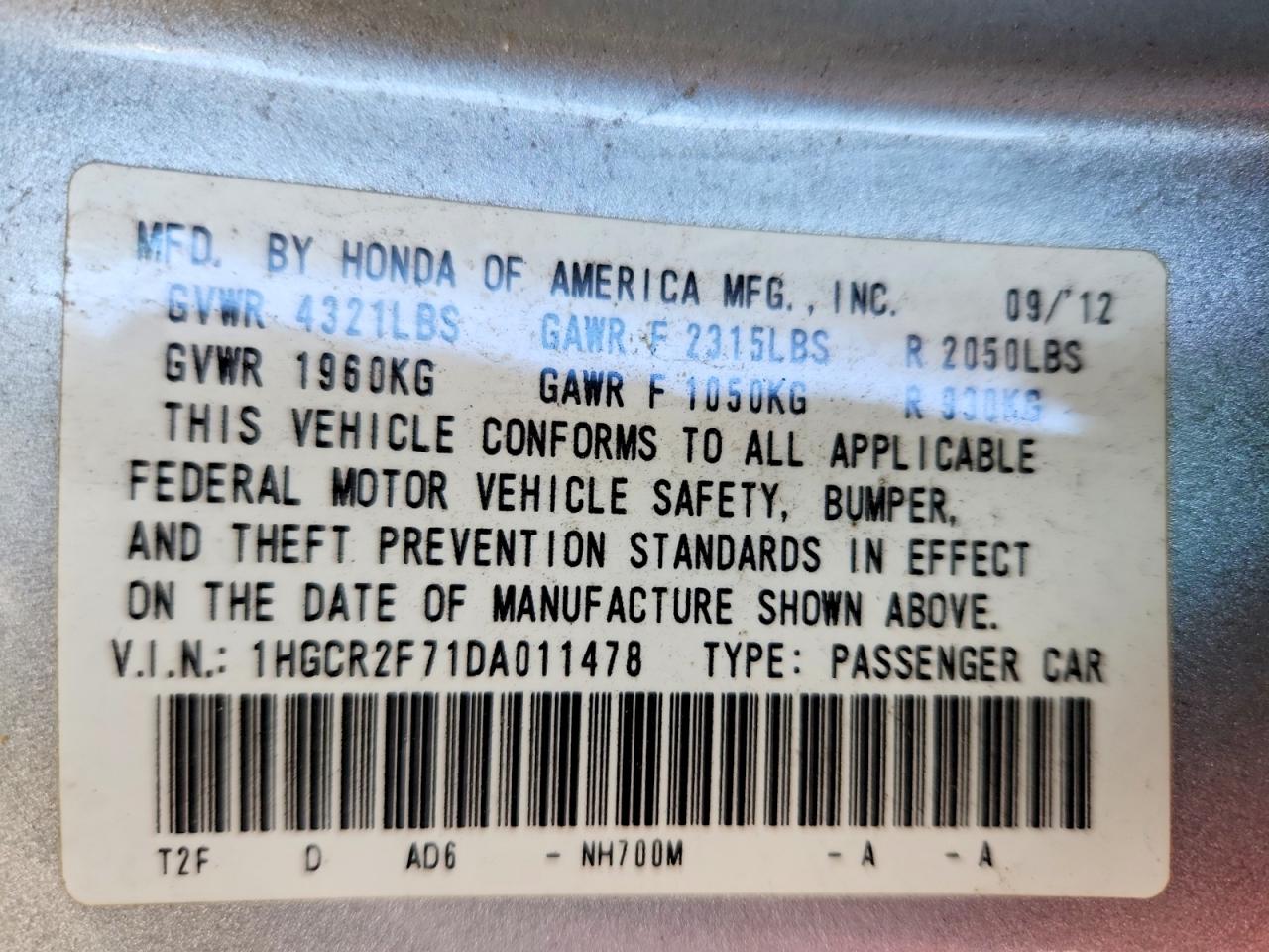 2013 Honda Accord Ex Silver vin: 1HGCR2F71DA011478