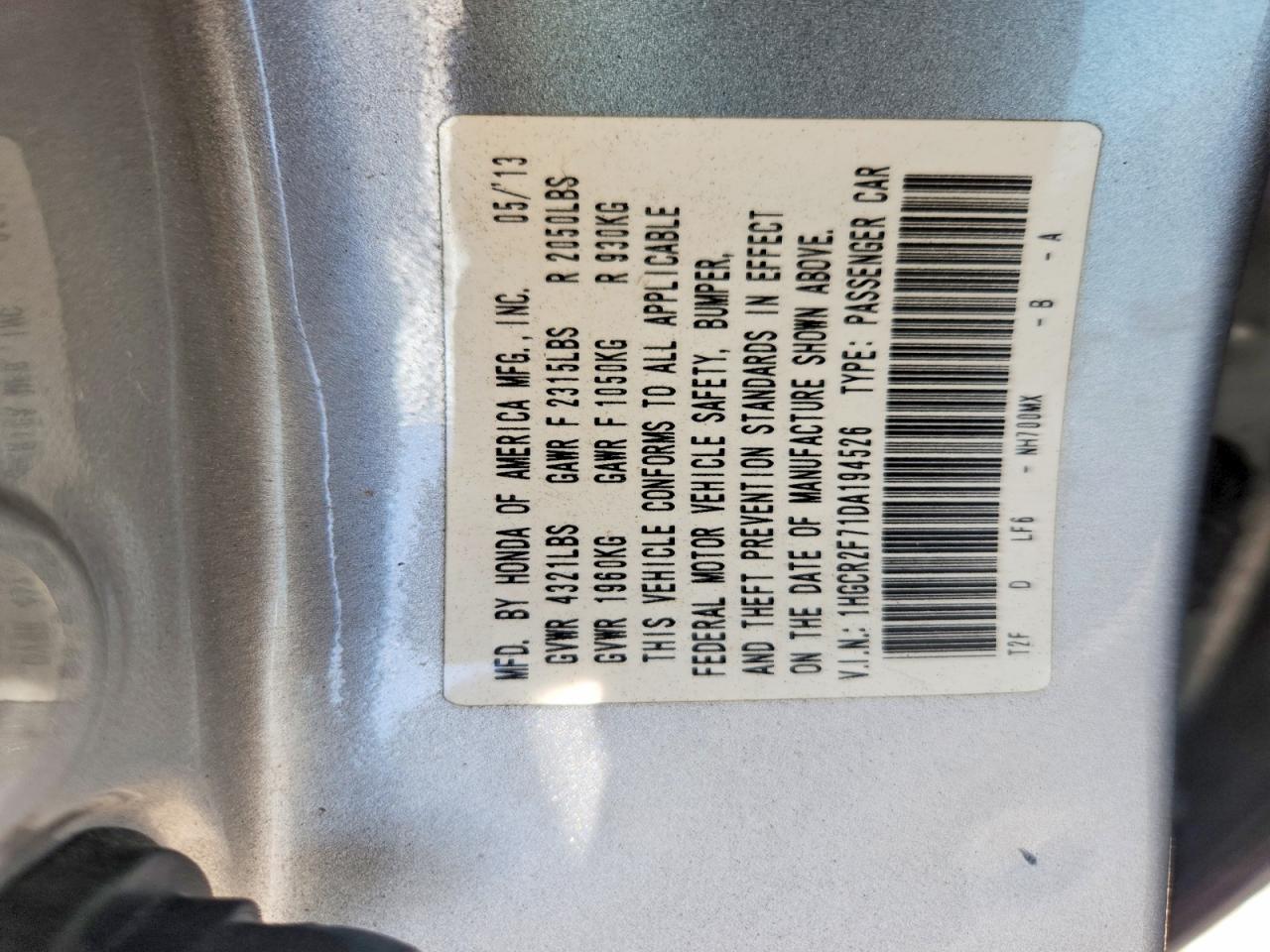 2013 Honda Accord Ex Silver vin: 1HGCR2F71DA194526