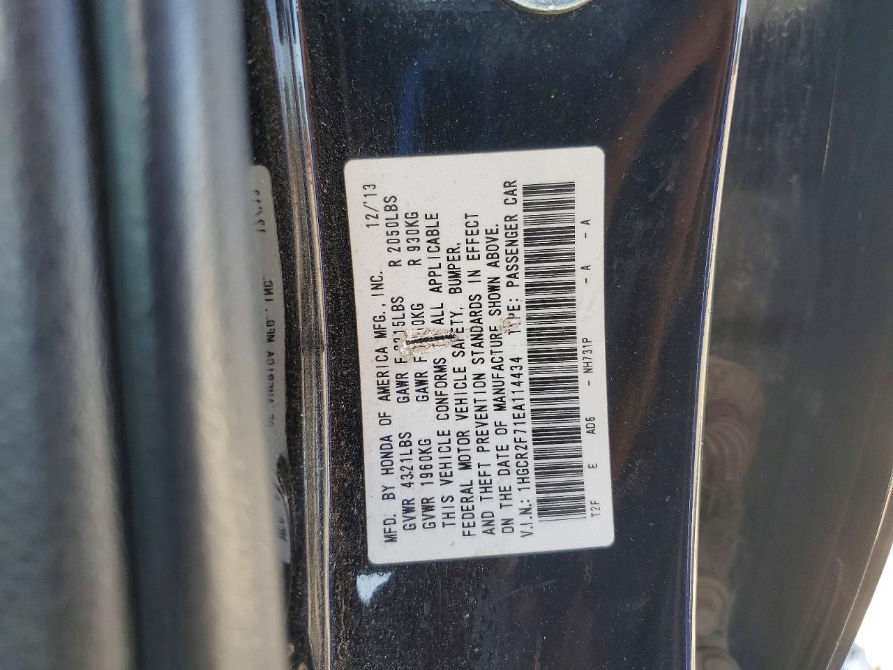 2014 Honda Accord Ex Black vin: 1HGCR2F71EA114434