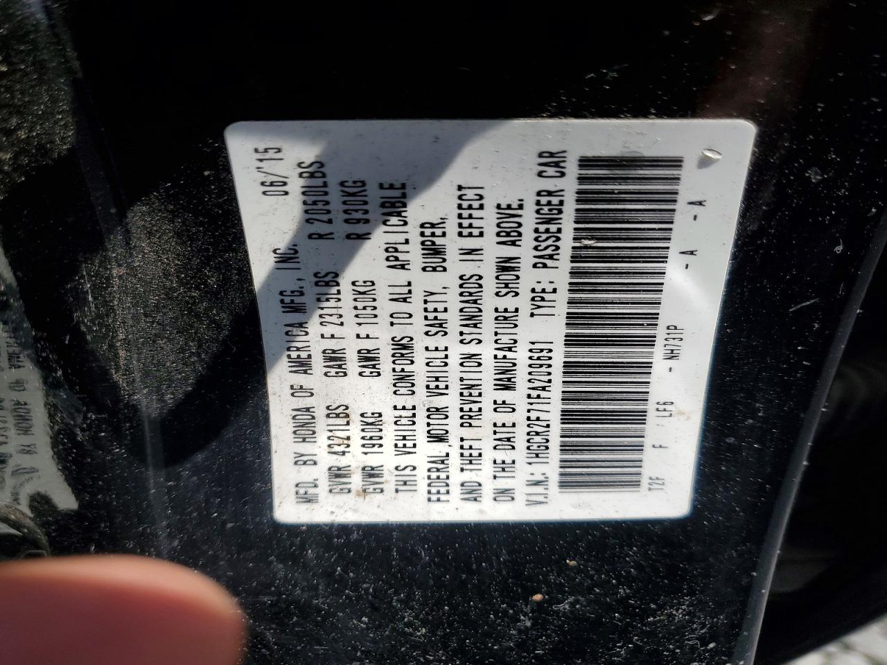 2015 Honda Accord Black vin: 1HGCR2F71FA209691