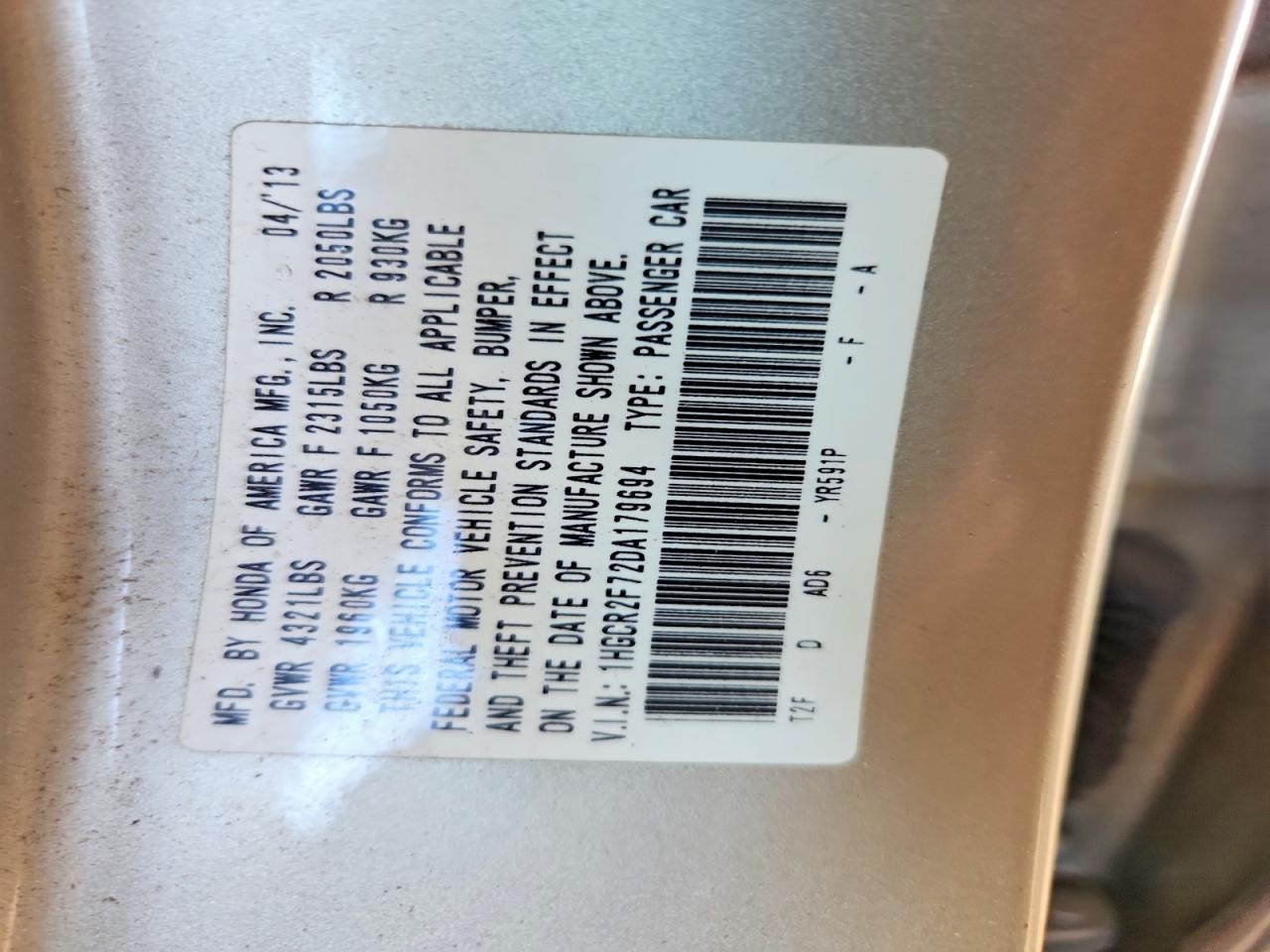 2013 Honda Accord Ex Brown vin: 1HGCR2F72DA179694