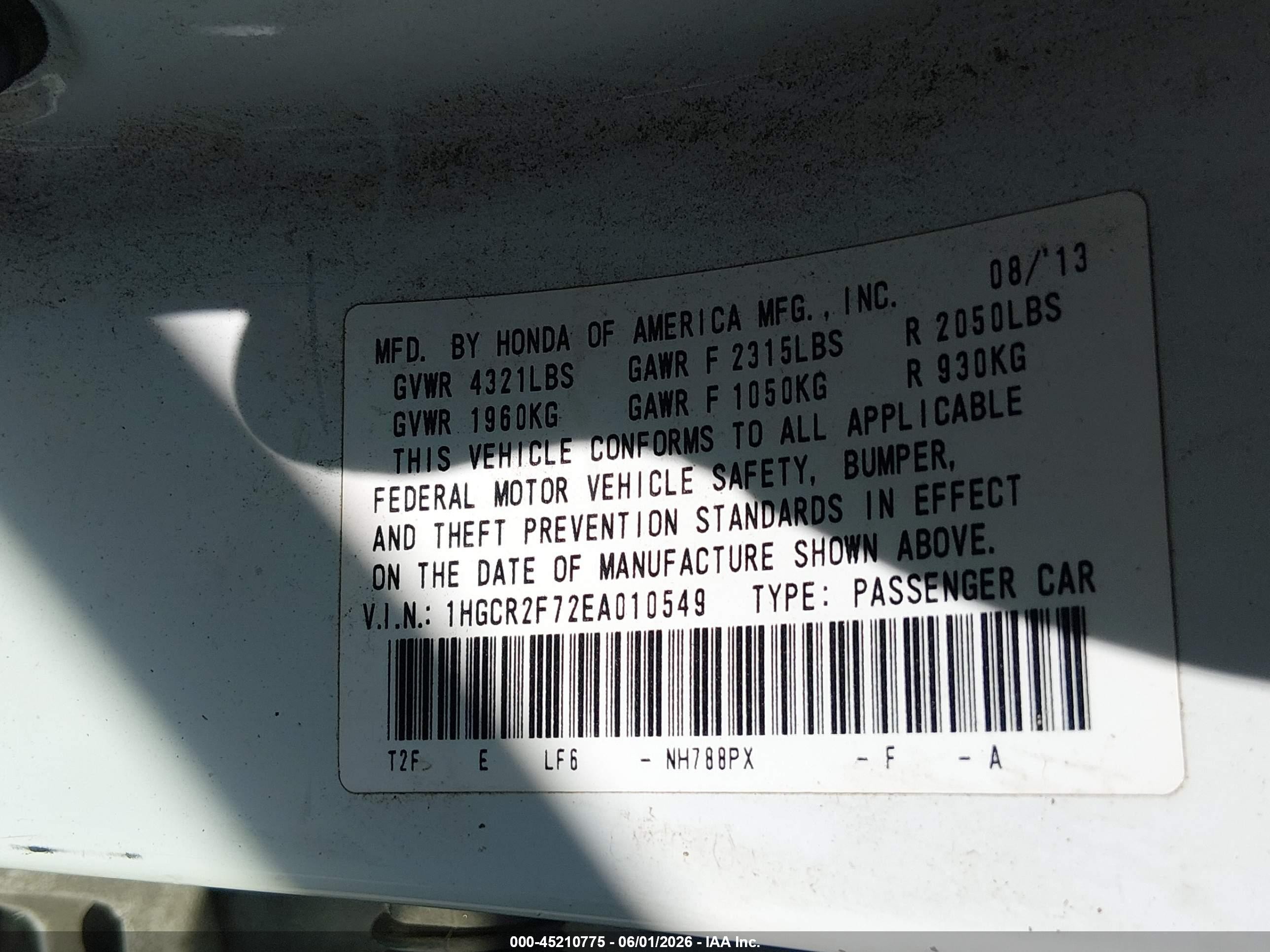 2014 Honda Accord Ex White vin: 1HGCR2F72EA010549