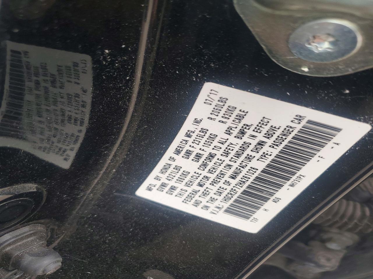 2017 Honda Accord Ex Black vin: 1HGCR2F72HA261026