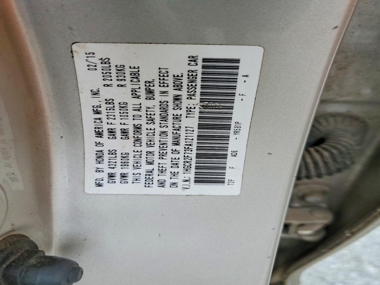 2015 Honda Accord Ex Золотой vin: 1HGCR2F73FA121127