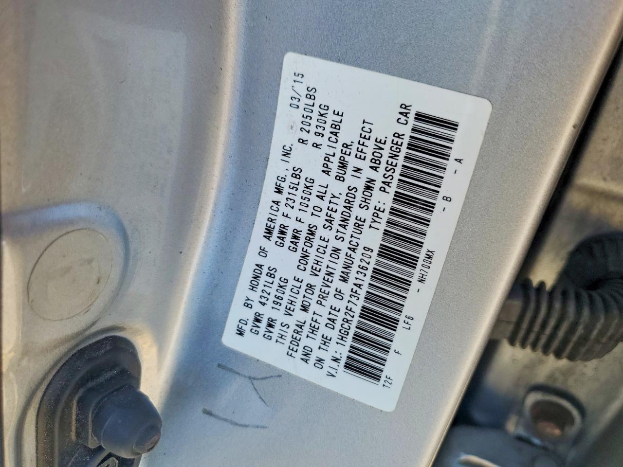 2015 Honda Accord Ex Silver vin: 1HGCR2F73FA136209
