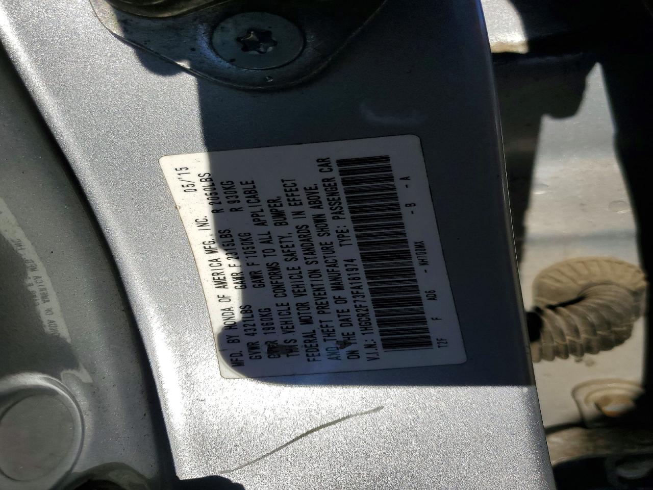 2015 Honda Accord Ex Silver vin: 1HGCR2F73FA181974