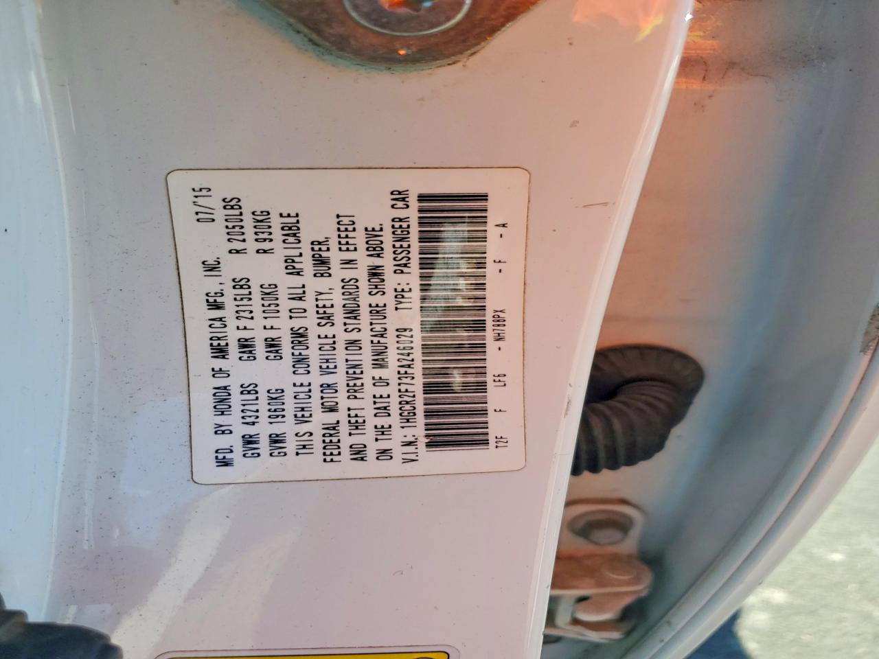 2015 Honda Accord Ex White vin: 1HGCR2F73FA246029