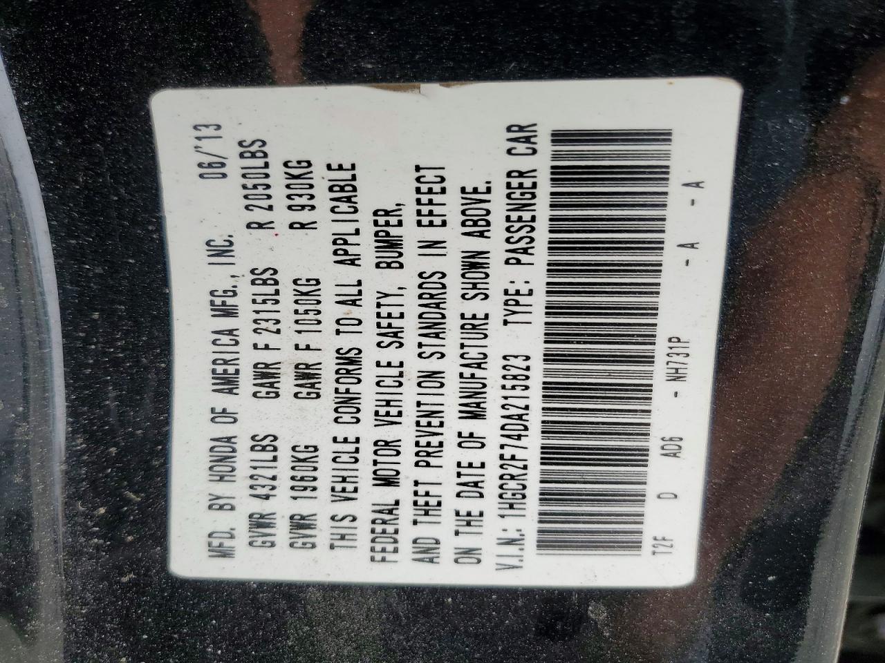 2013 Honda Accord Ex Black vin: 1HGCR2F74DA215823