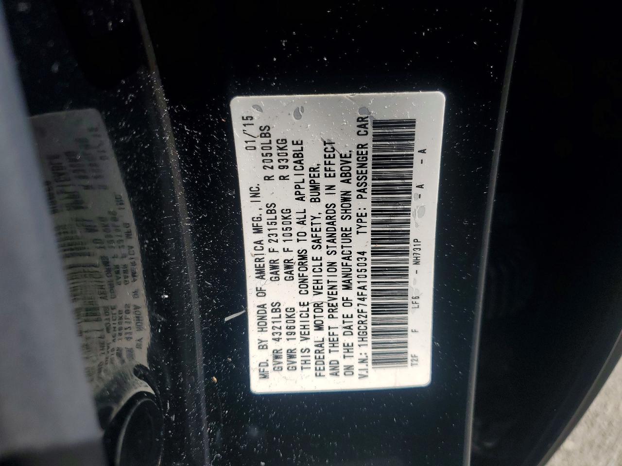 2015 Honda Accord Ex Black vin: 1HGCR2F74FA105034