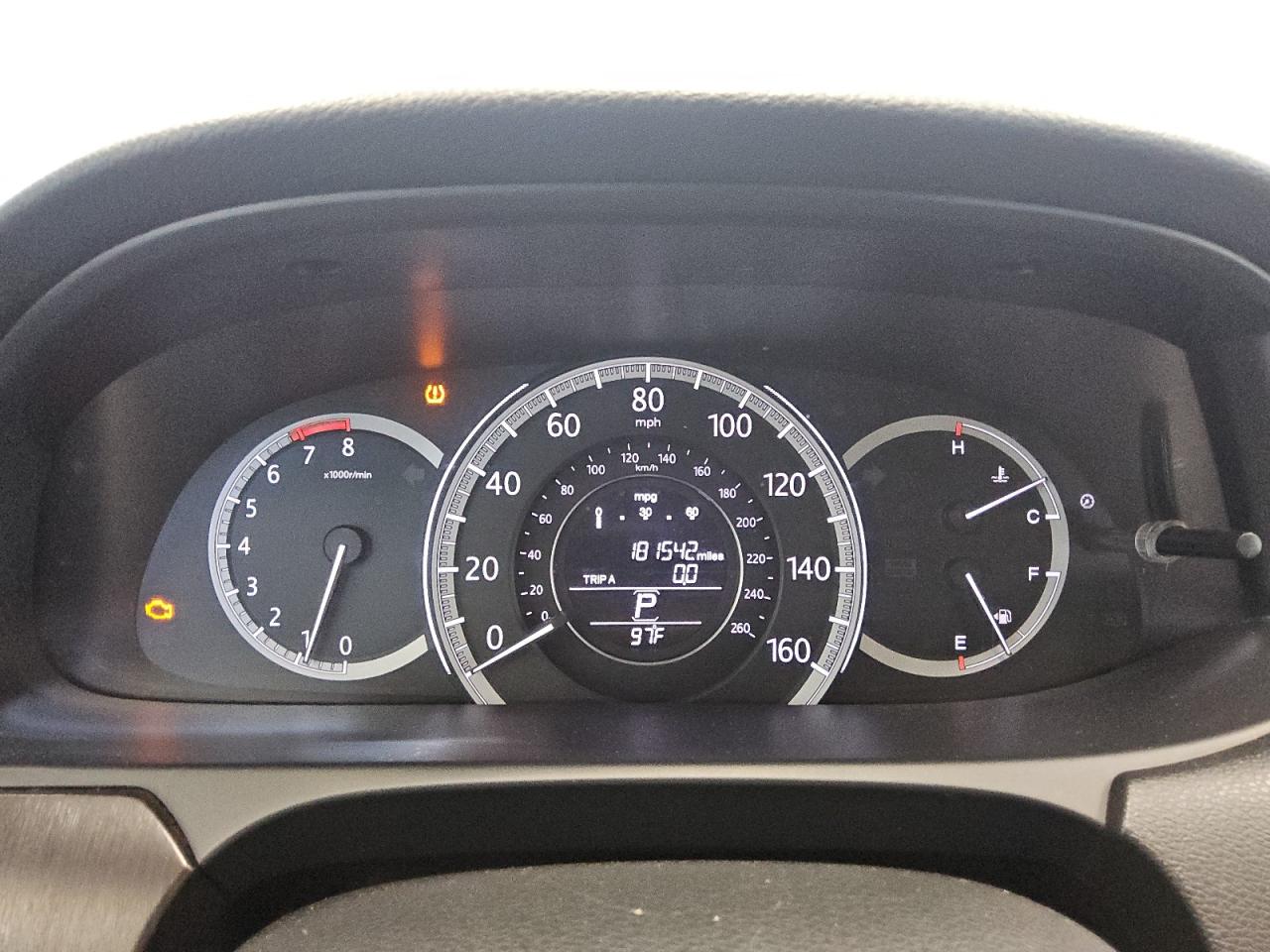 2015 Honda Accord Ex White vin: 1HGCR2F74FA207238 Damage: Warning Light - Engine, On, Unacceptable