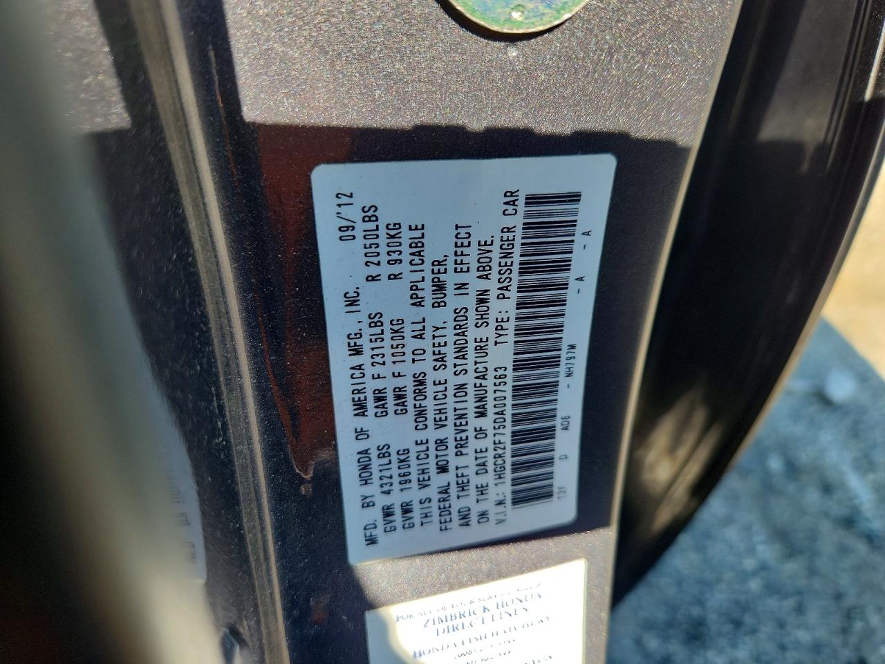 2013 Honda Accord Ex Gray vin: 1HGCR2F75DA007563