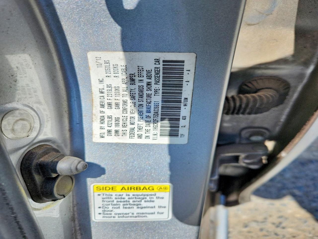 2013 Honda Accord Ex Silver vin: 1HGCR2F75DA039851