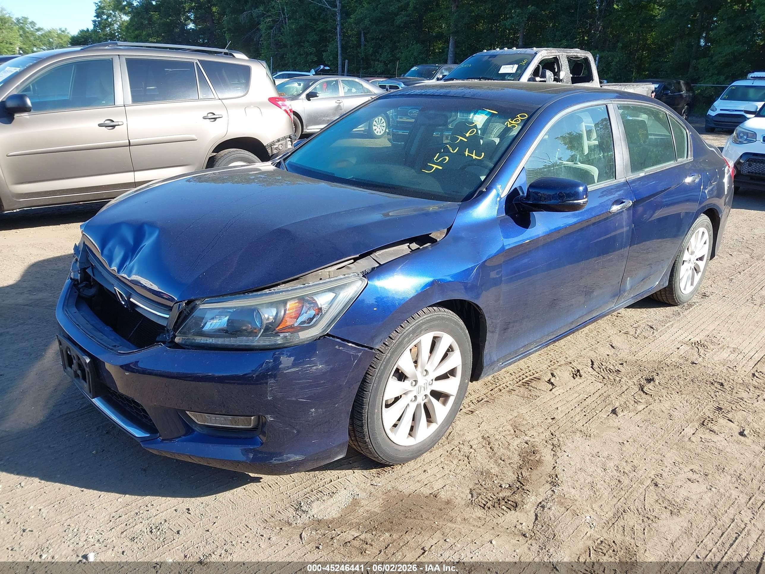 2013 Honda Accord Ex Blue vin: 1HGCR2F75DA101457