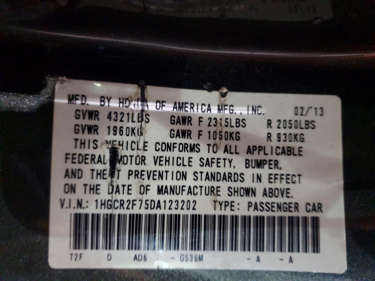 2013 Honda Accord Ex Gray vin: 1HGCR2F75DA123202