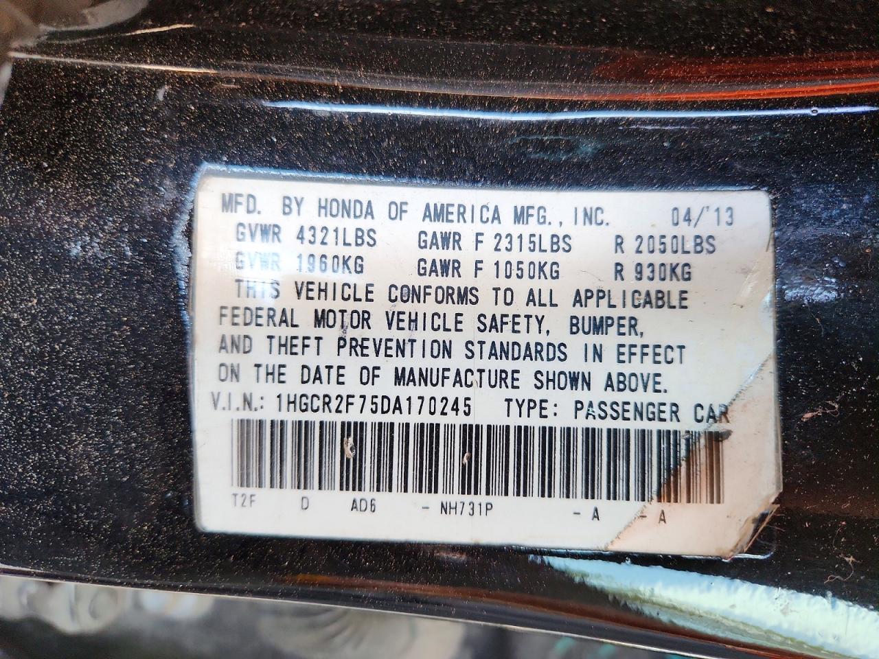 2013 Honda Accord Ex Black vin: 1HGCR2F75DA170245