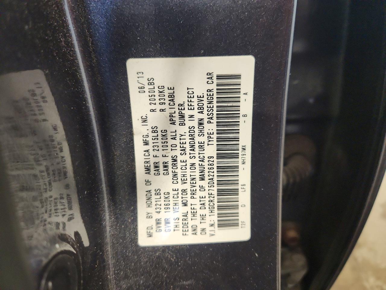 2013 Honda Accord Ex Gray vin: 1HGCR2F75DA226829