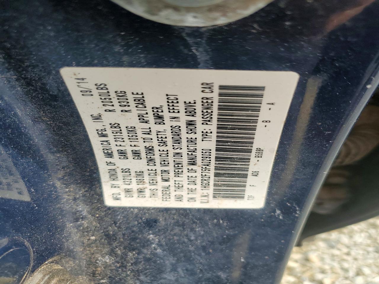 2015 Honda Accord Ex Blue vin: 1HGCR2F75FA029050