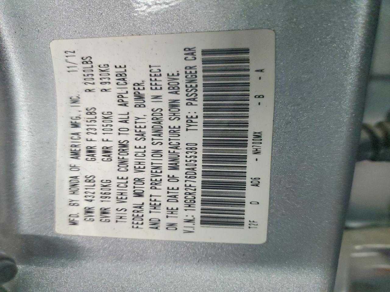 2013 Honda Accord Ex Silver vin: 1HGCR2F76DA055380
