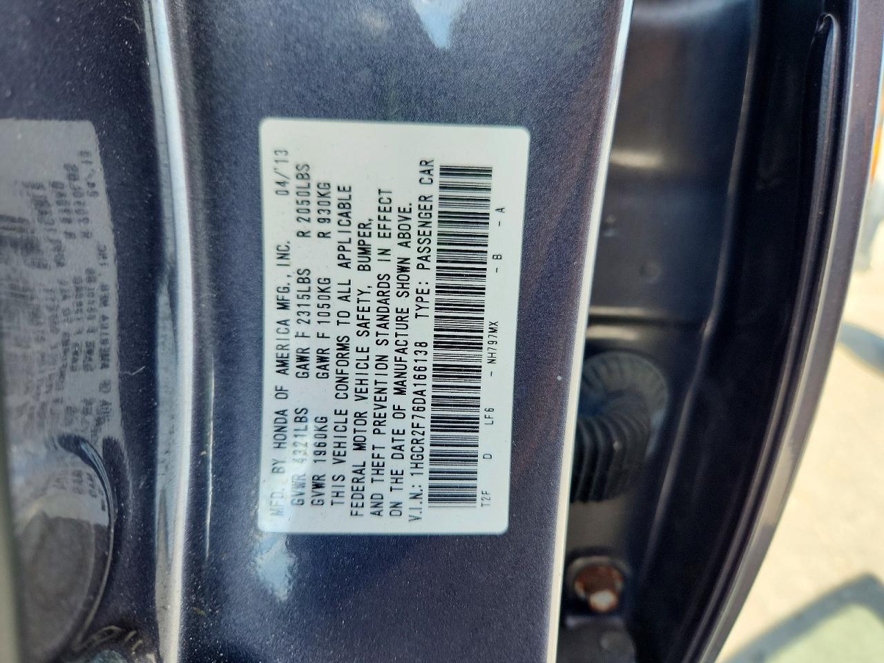 2013 Honda Accord Ex Silver vin: 1HGCR2F76DA166138