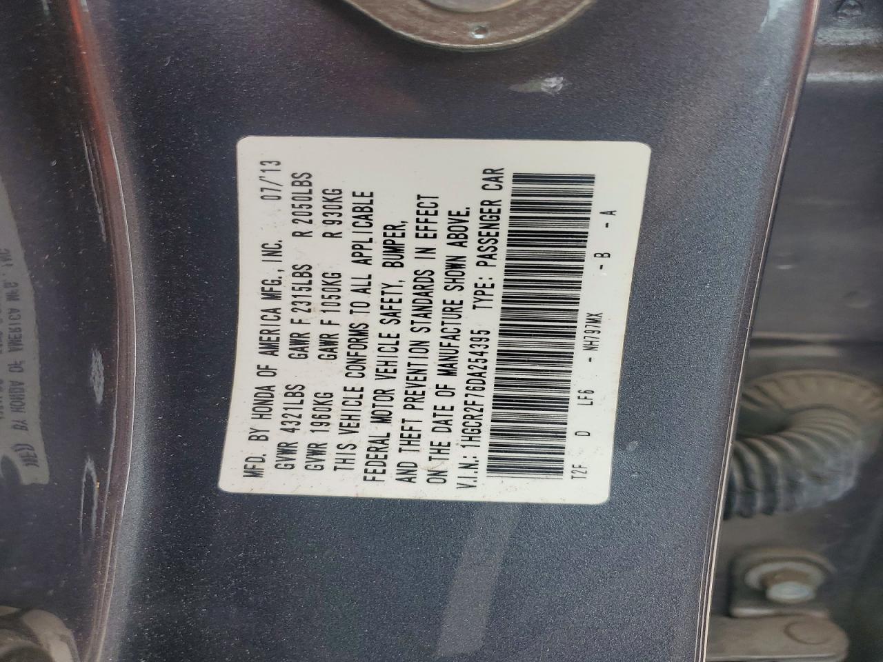 2013 Honda Accord Ex Gray vin: 1HGCR2F76DA254395