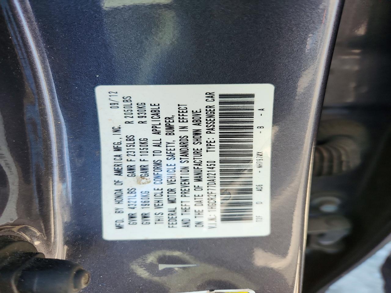 2013 Honda Accord Ex Gray vin: 1HGCR2F77DA021450