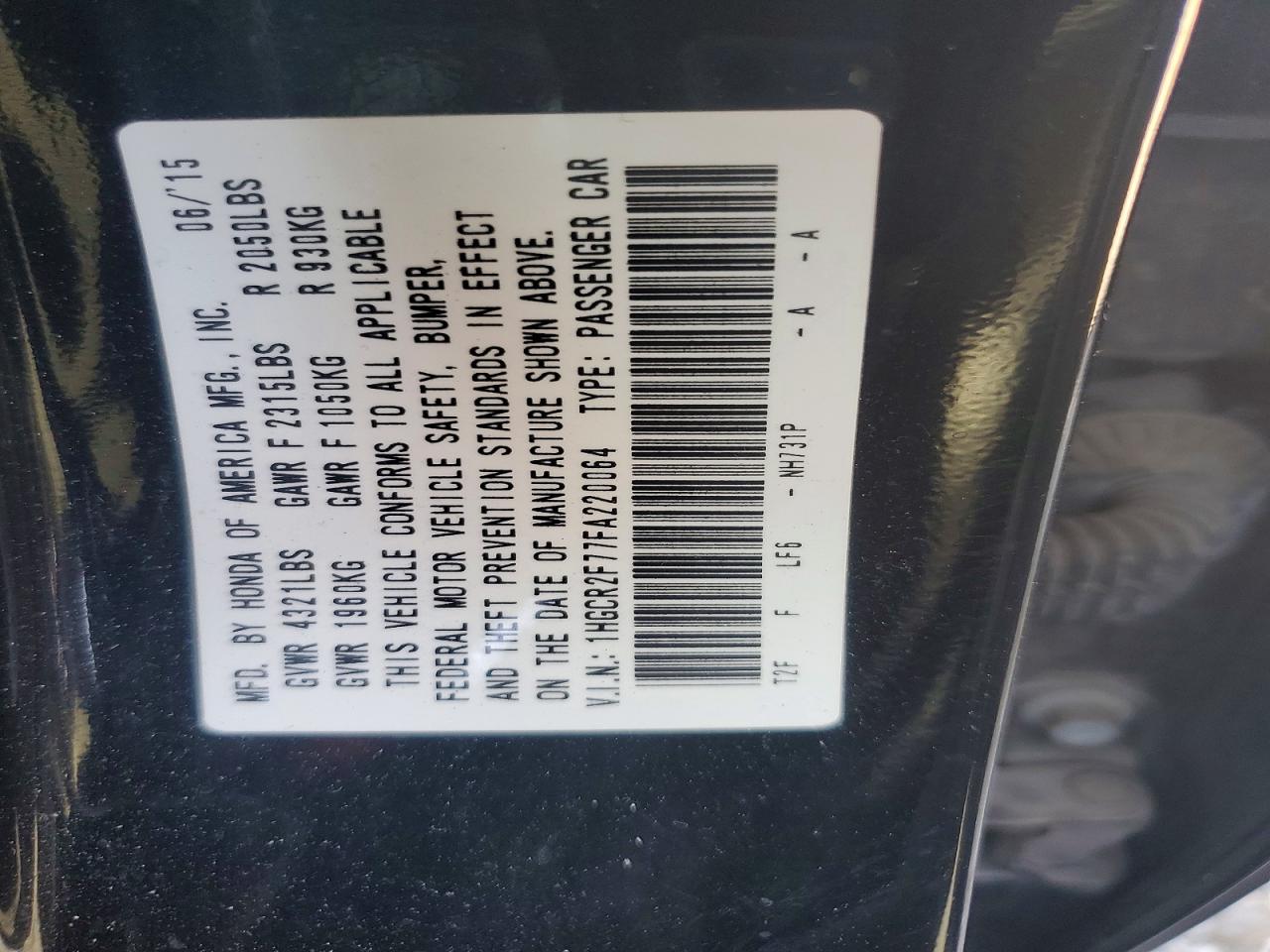 2015 Honda Accord Ex Black vin: 1HGCR2F77FA220064