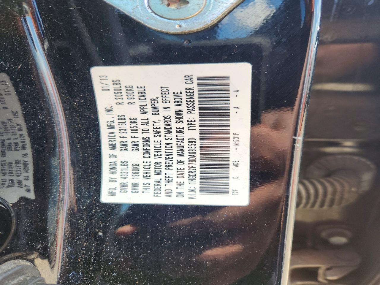 2013 Honda Accord Black vin: 1HGCR2F78DA095590