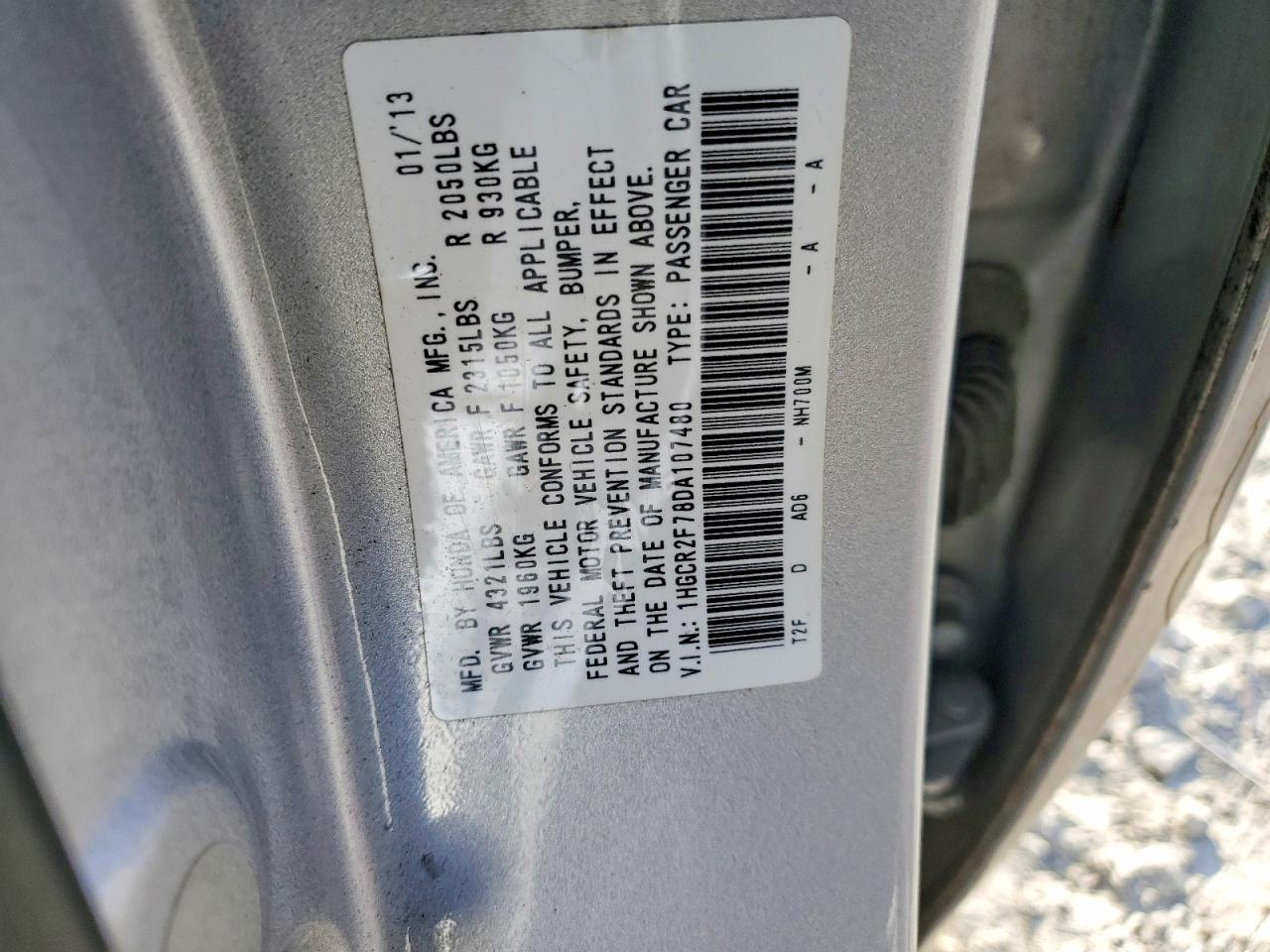 2013 Honda Accord Ex Серебряный vin: 1HGCR2F78DA107480