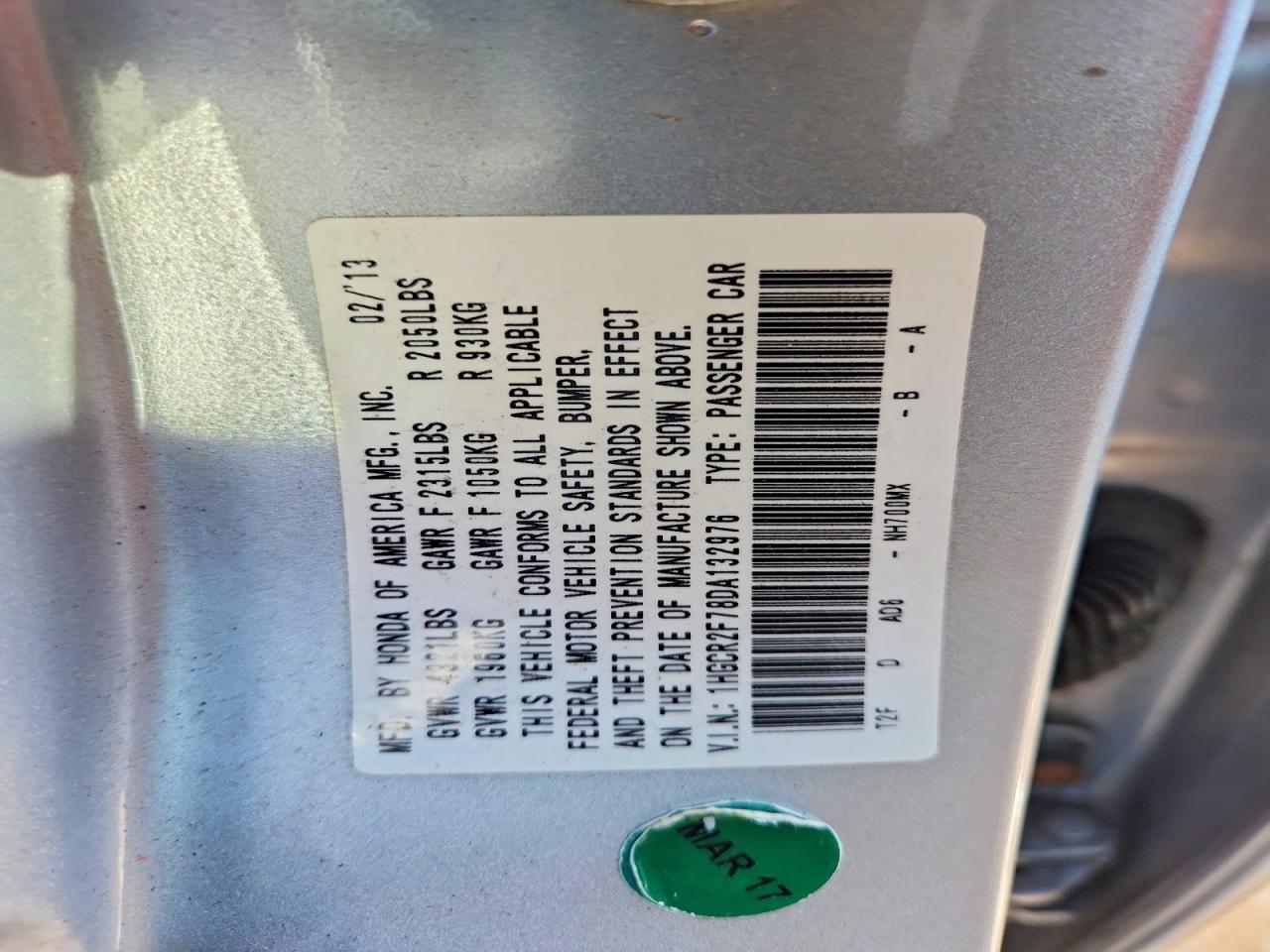 2013 Honda Accord Ex Silver vin: 1HGCR2F78DA132976