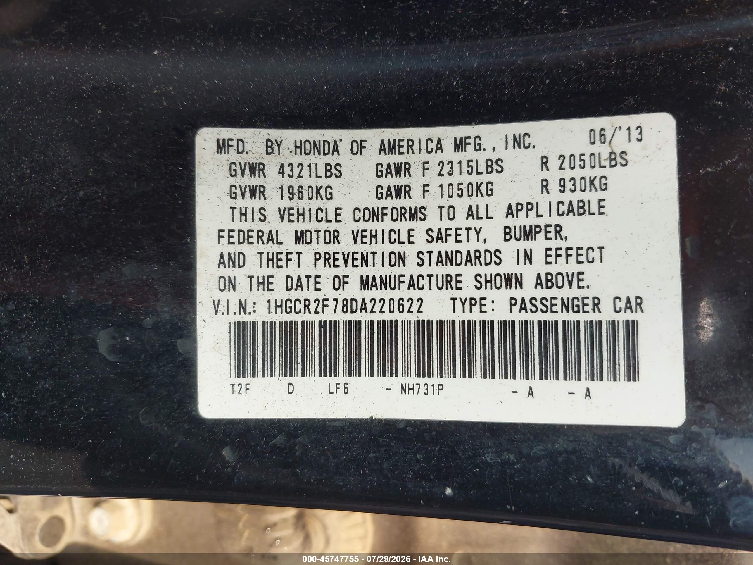 2013 Honda Accord Ex Black vin: 1HGCR2F78DA220622