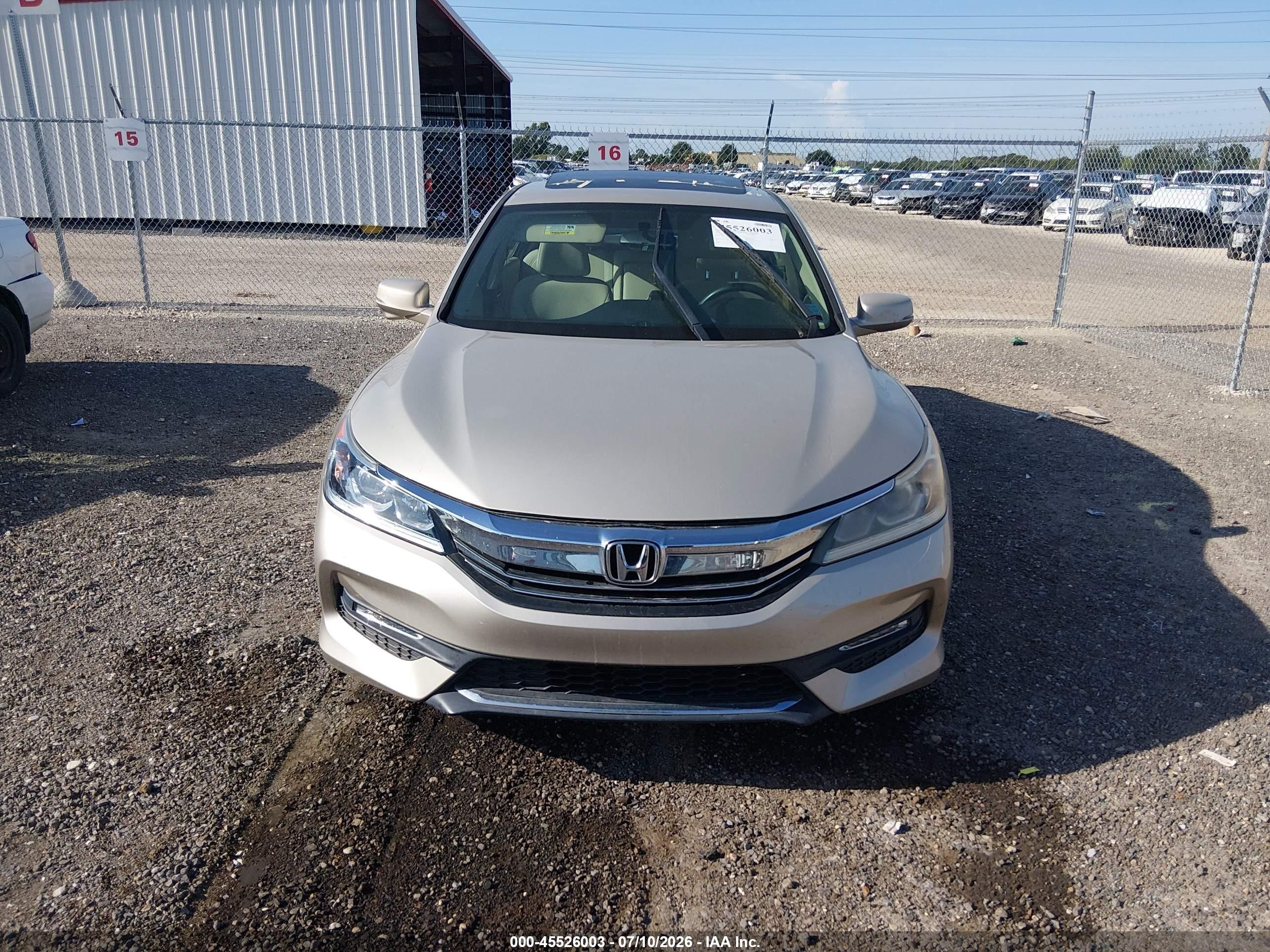 2016 Honda Accord Ex Бежевый vin: 1HGCR2F78GA057958