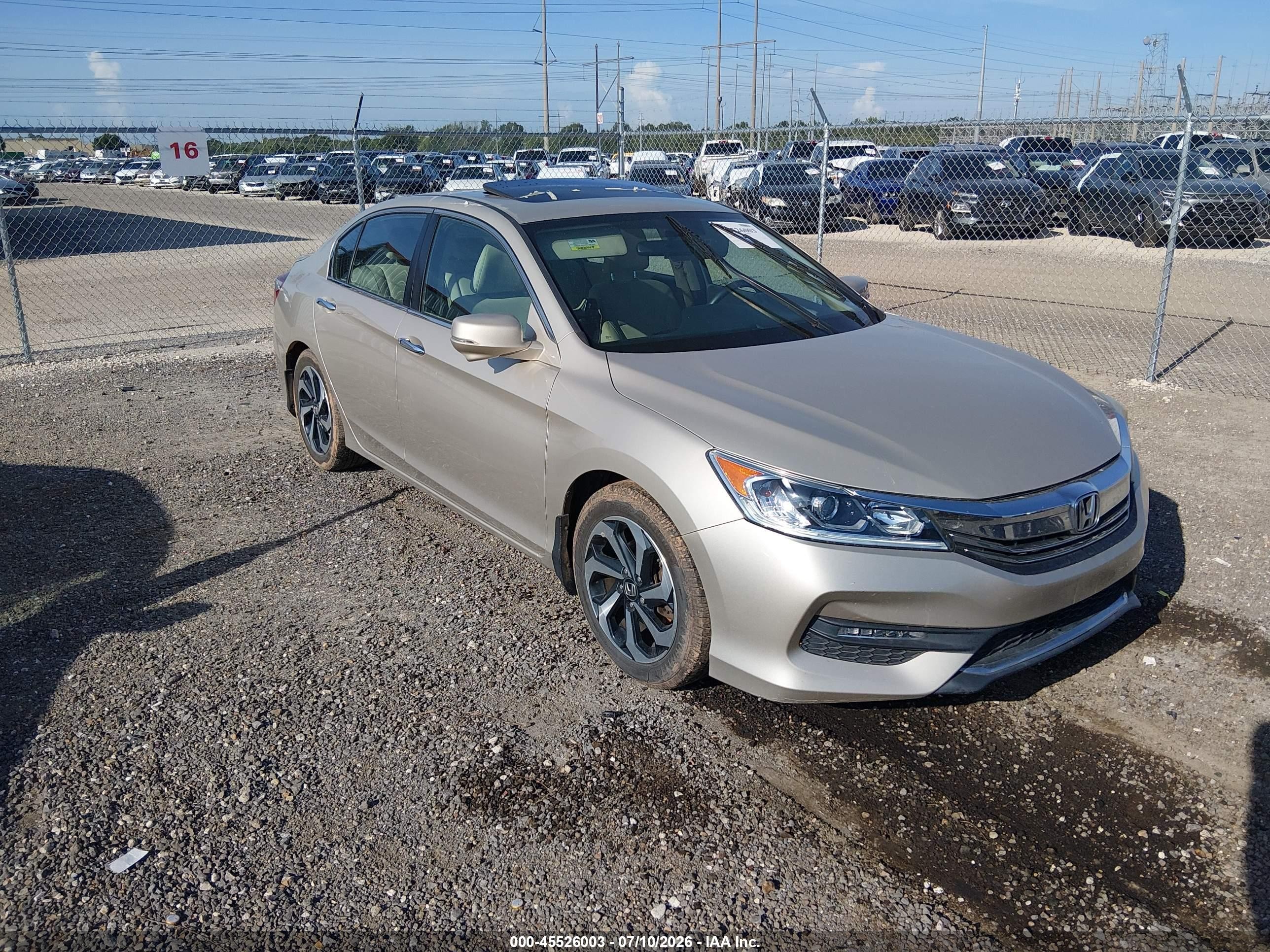 2016 Honda Accord Ex Бежевый vin: 1HGCR2F78GA057958